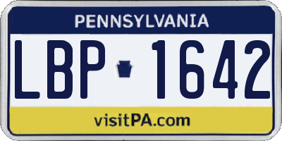 PA license plate LBP1642