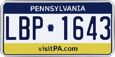 PA license plate LBP1643