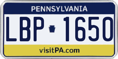 PA license plate LBP1650