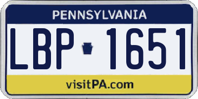 PA license plate LBP1651
