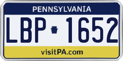 PA license plate LBP1652