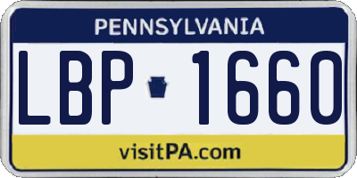PA license plate LBP1660