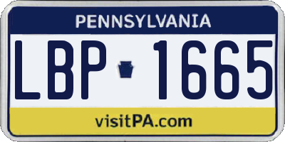 PA license plate LBP1665