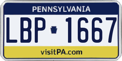 PA license plate LBP1667