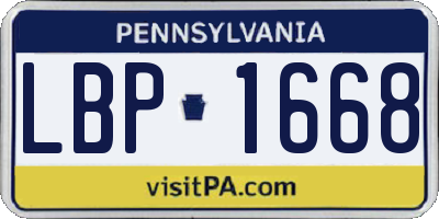 PA license plate LBP1668