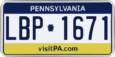 PA license plate LBP1671