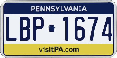 PA license plate LBP1674