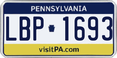 PA license plate LBP1693