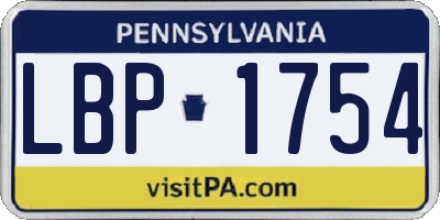 PA license plate LBP1754