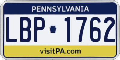 PA license plate LBP1762