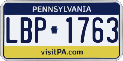 PA license plate LBP1763