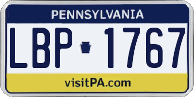 PA license plate LBP1767