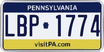 PA license plate LBP1774