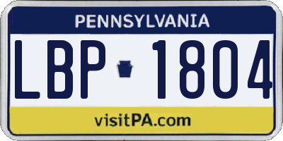 PA license plate LBP1804