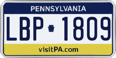 PA license plate LBP1809