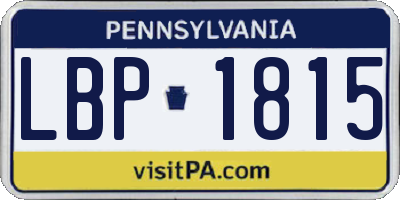 PA license plate LBP1815