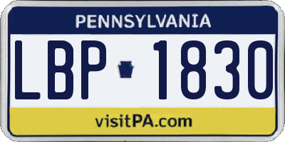 PA license plate LBP1830