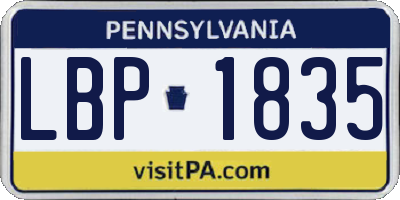 PA license plate LBP1835