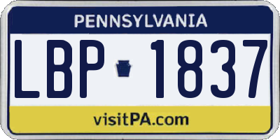 PA license plate LBP1837