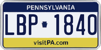 PA license plate LBP1840