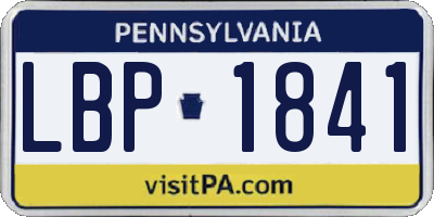PA license plate LBP1841