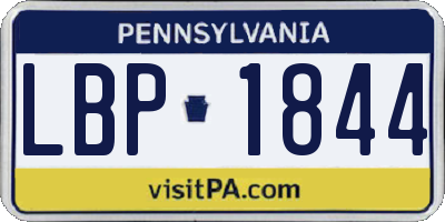 PA license plate LBP1844