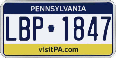 PA license plate LBP1847