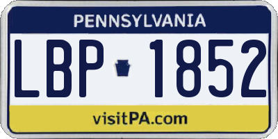 PA license plate LBP1852