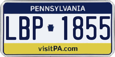 PA license plate LBP1855