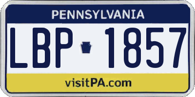 PA license plate LBP1857