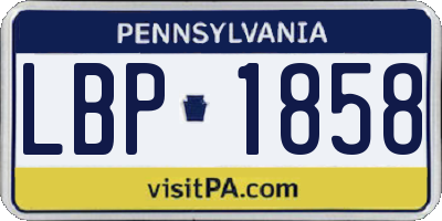 PA license plate LBP1858