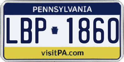 PA license plate LBP1860