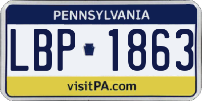 PA license plate LBP1863