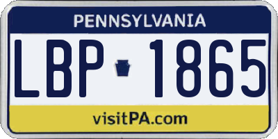 PA license plate LBP1865