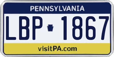 PA license plate LBP1867