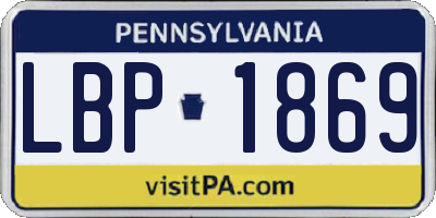 PA license plate LBP1869