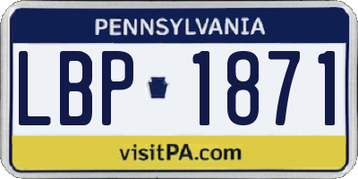 PA license plate LBP1871