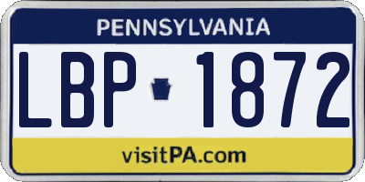 PA license plate LBP1872