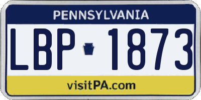 PA license plate LBP1873