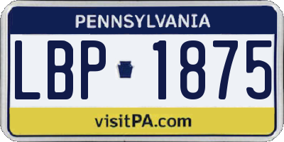 PA license plate LBP1875