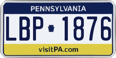 PA license plate LBP1876