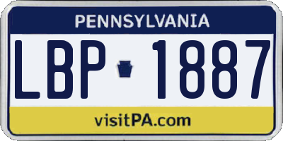 PA license plate LBP1887