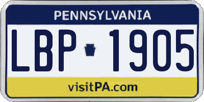 PA license plate LBP1905
