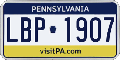 PA license plate LBP1907