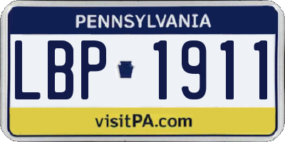 PA license plate LBP1911
