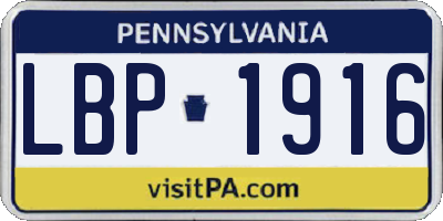 PA license plate LBP1916