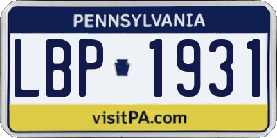 PA license plate LBP1931