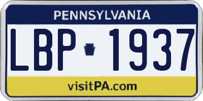 PA license plate LBP1937