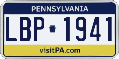 PA license plate LBP1941