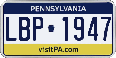 PA license plate LBP1947
